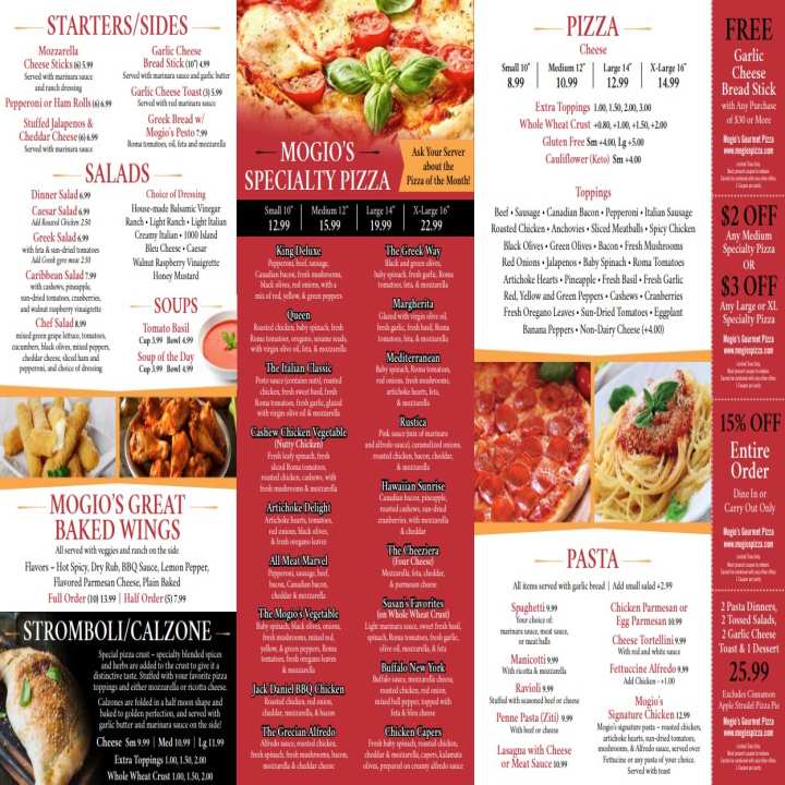 Delicious Pizza Menu at Mogio's Pizza - Order Now for Mouthwatering Pizza Choices